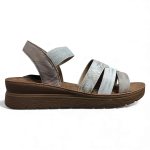 Sandalia Mujer Plataforma Beige Elástica New Walk