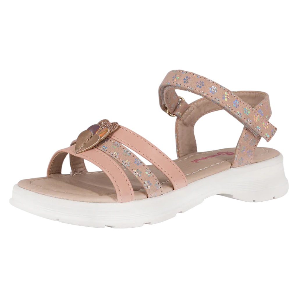 Sandalia Niña Rosado Glitter Corazón Bamboo