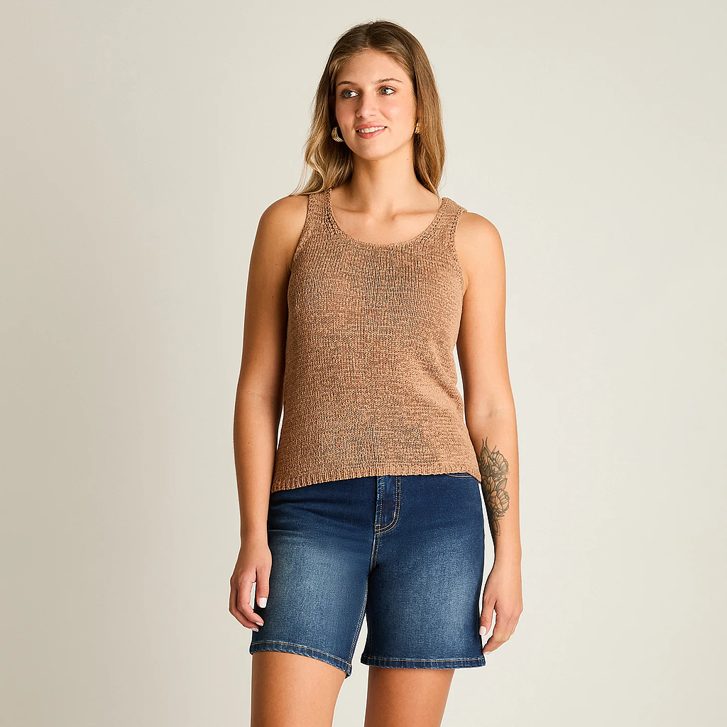 Polera Camel Sin Mangas Elasticidad Media Ldp