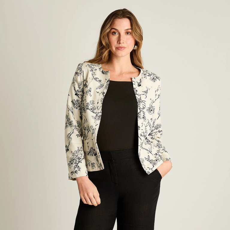 Casaca Mujer Estampada Negra Ldp