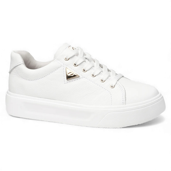 Zapatilla Mujer Cuero Blanco Plataforma Pegada