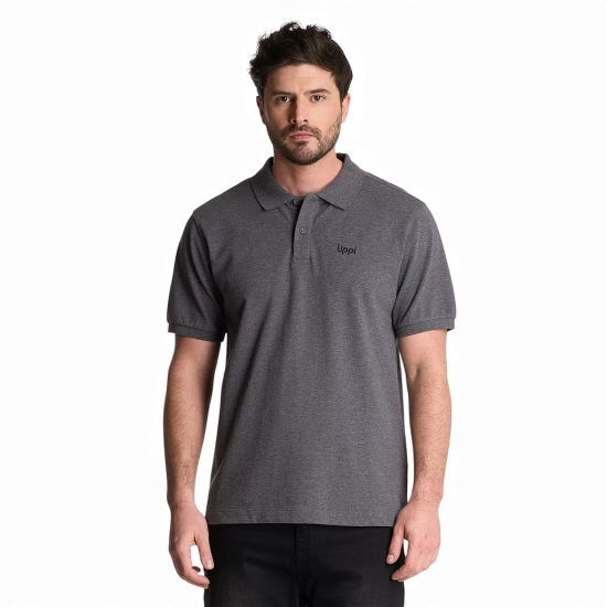 Polera Hombre M First Class Elastic Polo Melange Gris Lippi