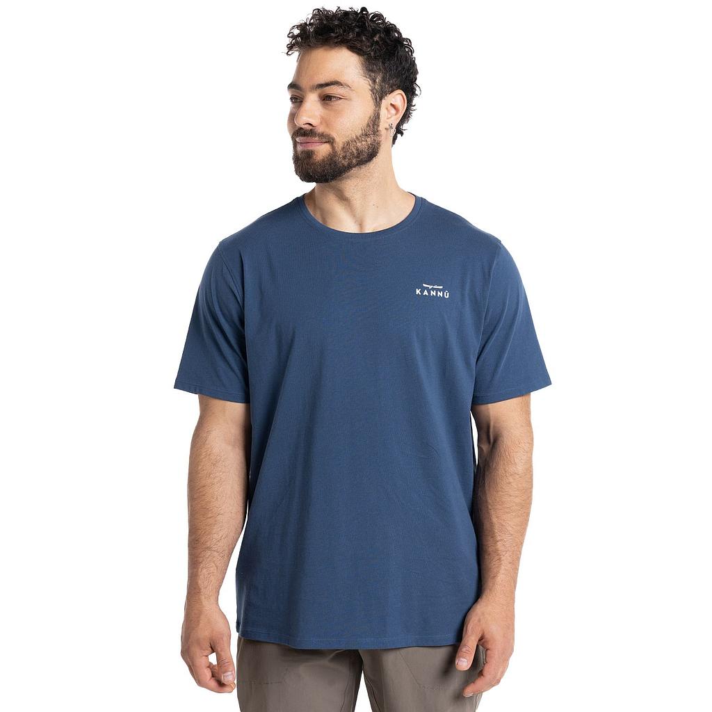 Polera Hombre Algodon Organico Mini Logo Azul Kannu