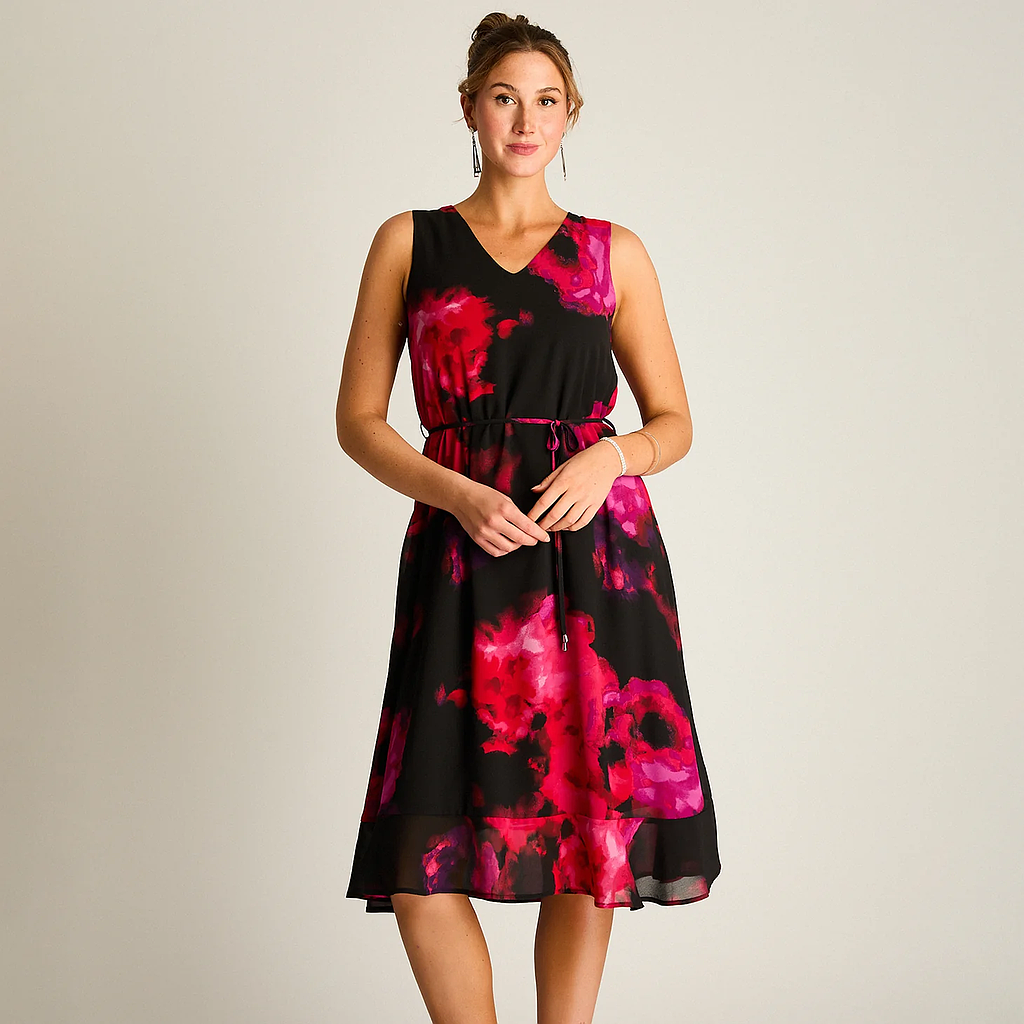 Vestido Midi Estampado Fiesta Floral Ldp