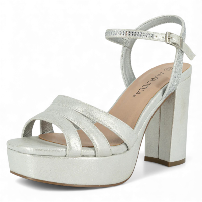 Sandalia Mujer Plataforma Isla Plateado Alquimia