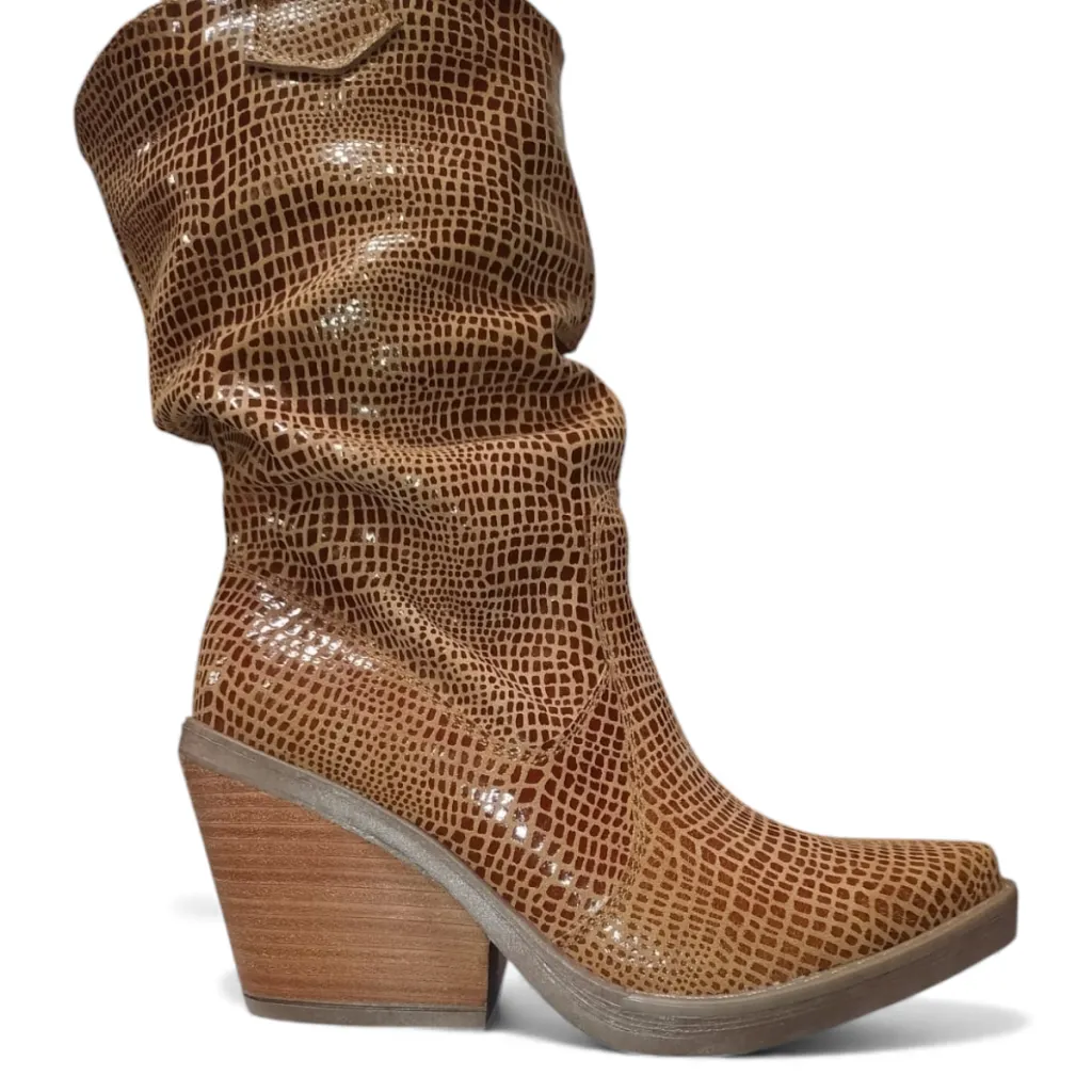 Bota Mujer Cuero Pudo Gastado Tostado EFE EME