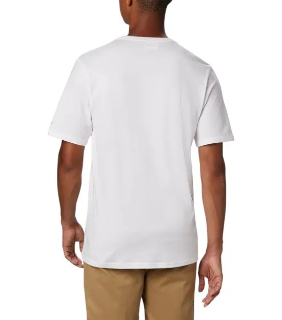 Polera Hombre Basic Logo Blanca Manga Corta Columbia - Imagen 3
