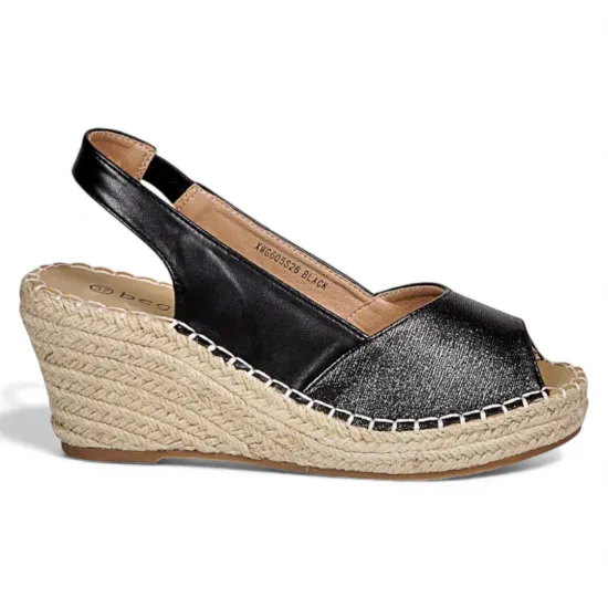 Sandalia Mujer Plataforma Yute Negra Serena Begoña - Imagen 2