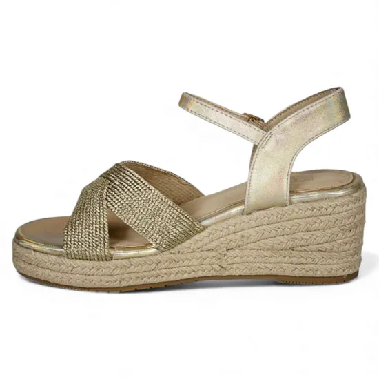 Sandalia Mujer Plataforma Yute Dorada Daisa Begoña - Imagen 2