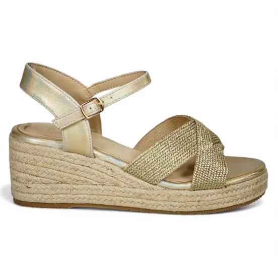 Sandalia Mujer Plataforma Yute Dorada Daisa Begoña - Imagen 3