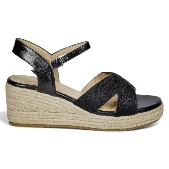 Sandalia Mujer Plataforma Yute Negra Daisa Begoña - Imagen 2