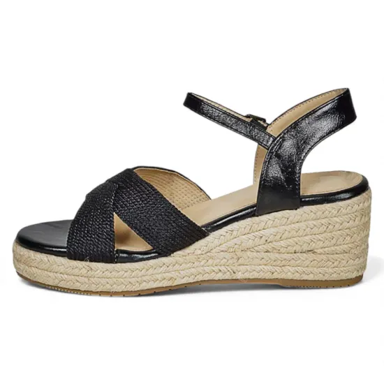Sandalia Mujer Plataforma Yute Negra Daisa Begoña - Imagen 3