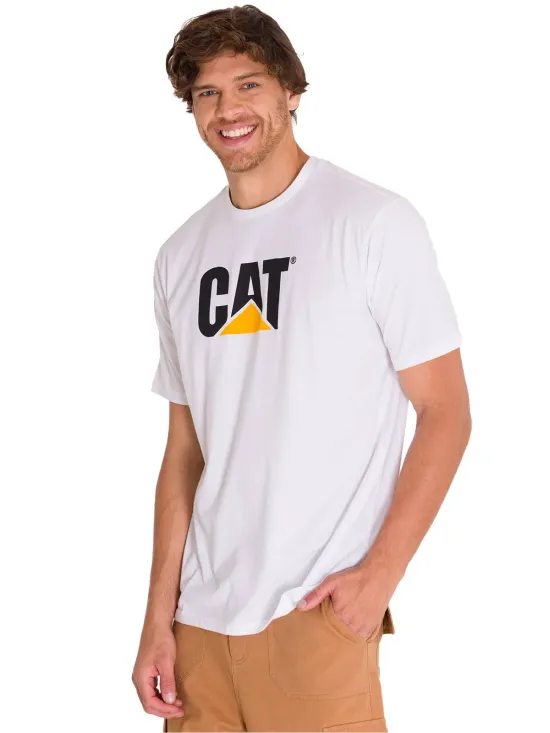 Polera Manga corta Casual Hombre Logo Tee Blanco Cat - Imagen 2