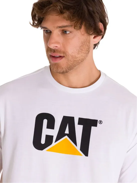 Polera Manga corta Casual Hombre Logo Tee Blanco Cat - Imagen 4