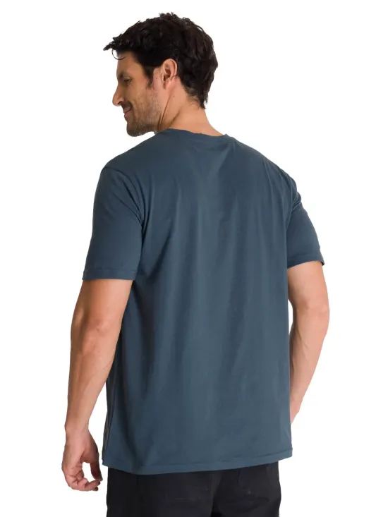 Polera Manga Corta Hombre Logo Azul Cat - Imagen 3