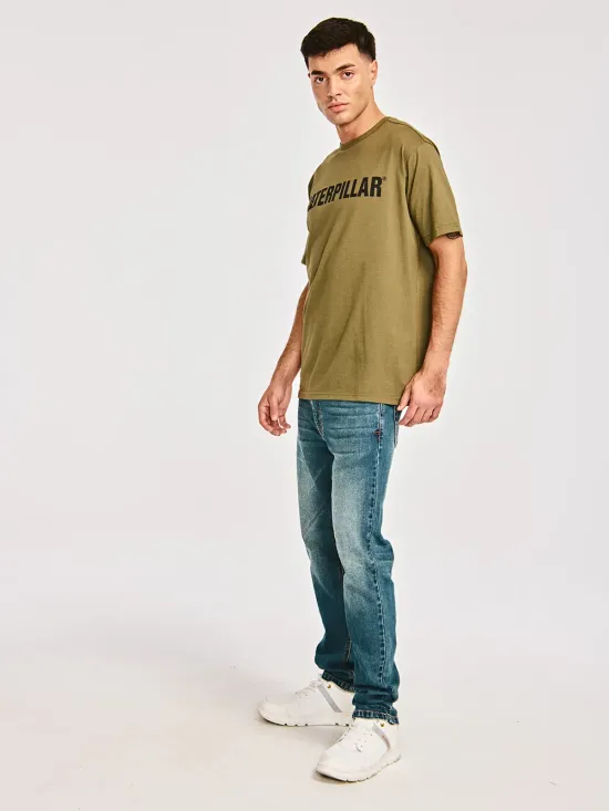 Polera Manga corta Casual Hombre Logo Tee Verde Cat - Imagen 4