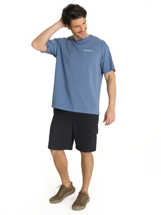 Polera Casual Hombre Heavyweight Relaxed Azul Cat - Imagen 2