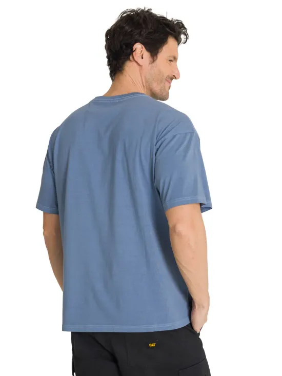 Polera Casual Hombre Heavyweight Relaxed Azul Cat - Imagen 3