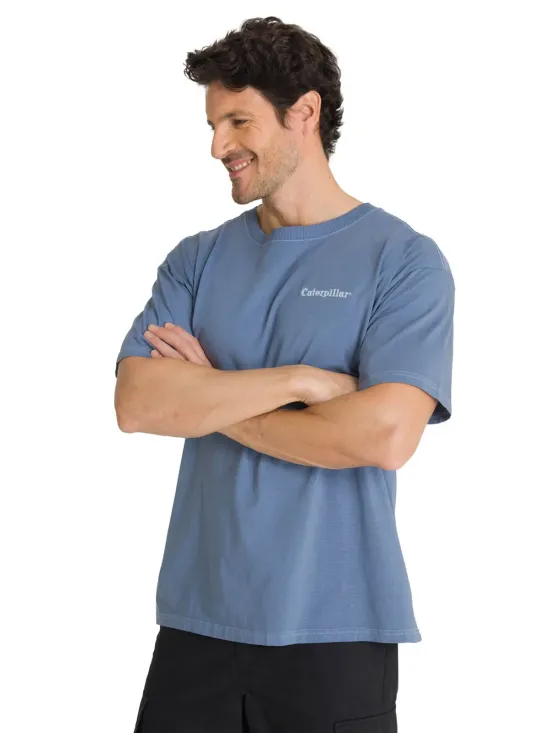 Polera Casual Hombre Heavyweight Relaxed Azul Cat - Imagen 4