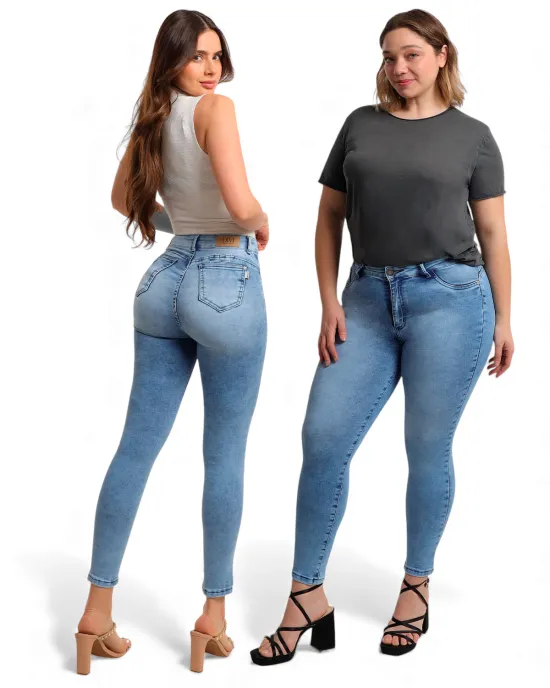 Jeans Mujer Camaro Light Blue Strass Skinny Divi - Imagen 2