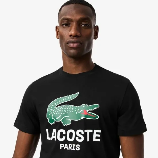 Polera Hombre Algodón Estampa Crocodile Negra Lacoste - Imagen 3