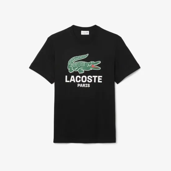 Polera Hombre Algodón Estampa Crocodile Negra Lacoste - Imagen 4