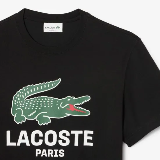 Polera Hombre Algodón Estampa Crocodile Negra Lacoste - Imagen 5