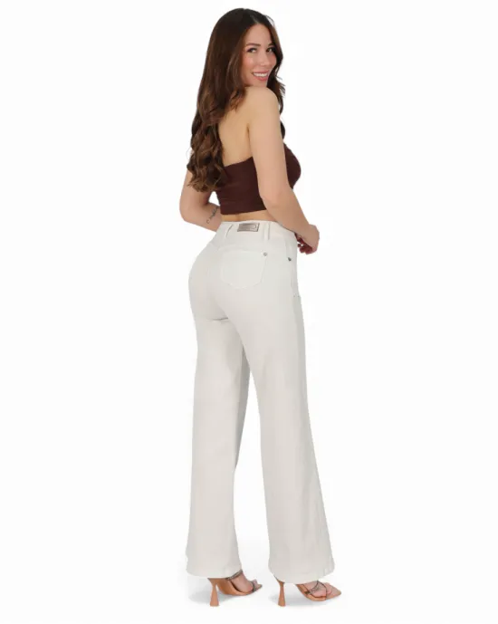 Jeans Mujer Wide Leg Giulia White Divine - Imagen 2