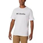 Polera Hombre Basic Logo Blanca Manga Corta Columbia
