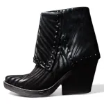 Botín Mujer Cuero Negro Taco Madera EFE EME