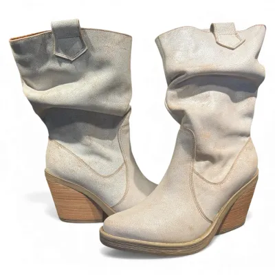 Bota Mujer Cuero Gamuza Efecto Gastado Tostado EFE EME