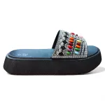 Sandalia Plataforma Mujer Capri Negro con Piedras Bonnyfranco