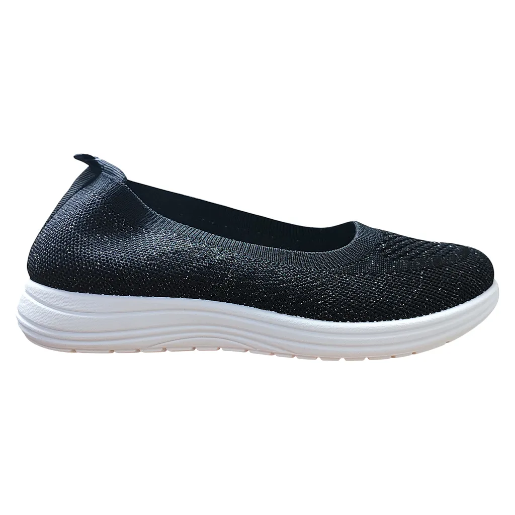 Zapatilla Mujer Mesh Black Ecoflex Walking Ligera New Walk