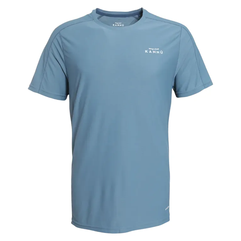 Polera Hombre Sport Manga Corta Dry Fit Azul Acero Kannu