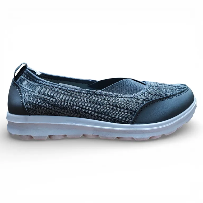 Zapatilla Mujer Gris Mesh Ecoflex Confort Diario New Walk
