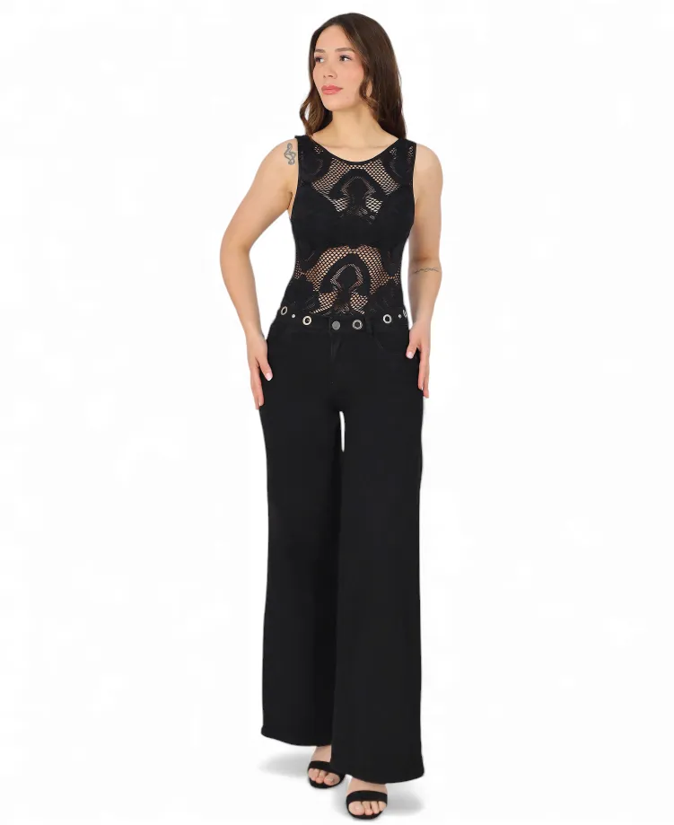 Jeans Mujer Marsella Black Wide Leg Divine