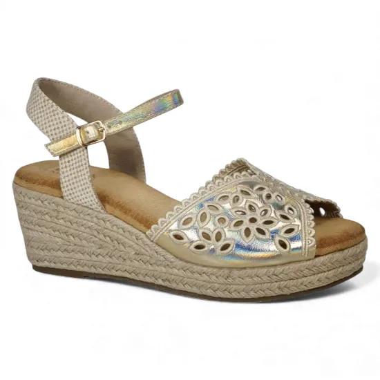 Sandalia Mujer Plataforma Yute Gold Aurora Begoña
