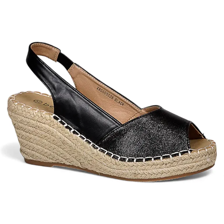 Sandalia Mujer Plataforma Yute Negra Serena Begoña