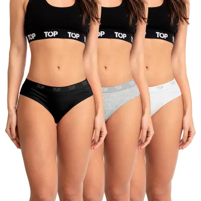 Pack 3 Calzon Bikini Mujer C11 Algodon TOP