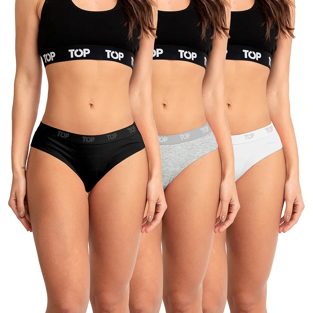 Pack 3 Calzon Bikini Mujer C11 Algodon TOP