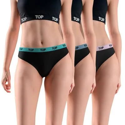 Pack 3 Calzon Bikini Mujer Elasticado C14 Algodon TOP