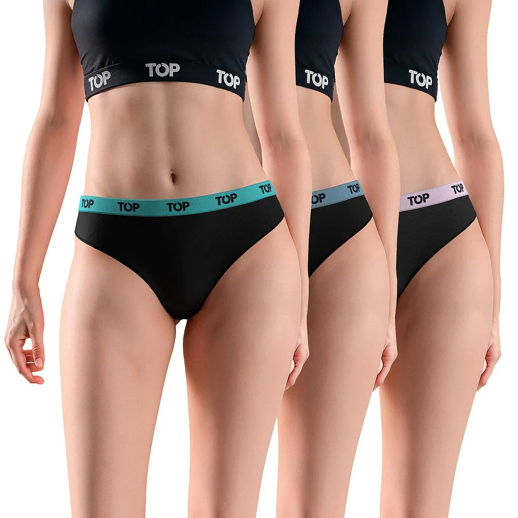 Pack 3 Calzon Bikini Mujer Elasticado C14 Algodon TOP