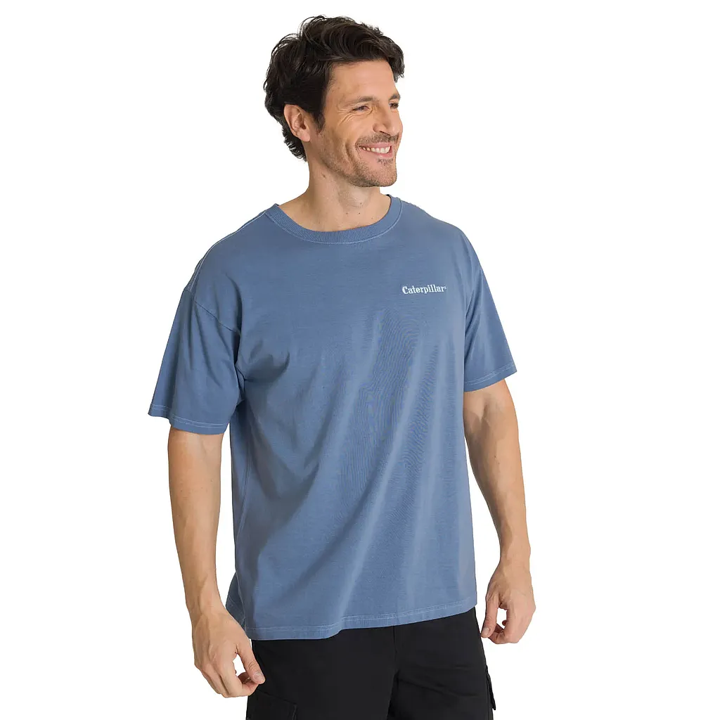 Polera Casual Hombre Heavyweight Relaxed Azul Cat