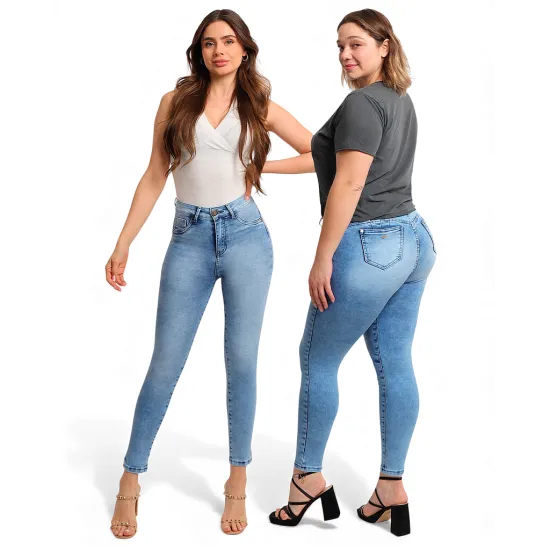 Jeans Mujer Camaro Light Blue Strass Skinny Divi