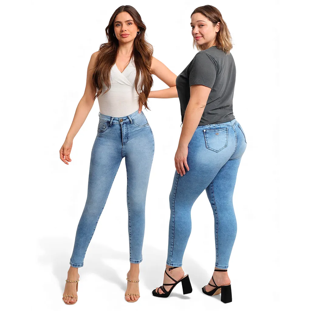 Jeans Mujer Camaro Light Blue Strass Skinny Divi
