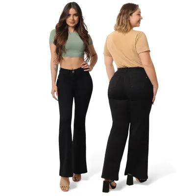 Jeans Mujer Mustang Black Strass Flare Divi