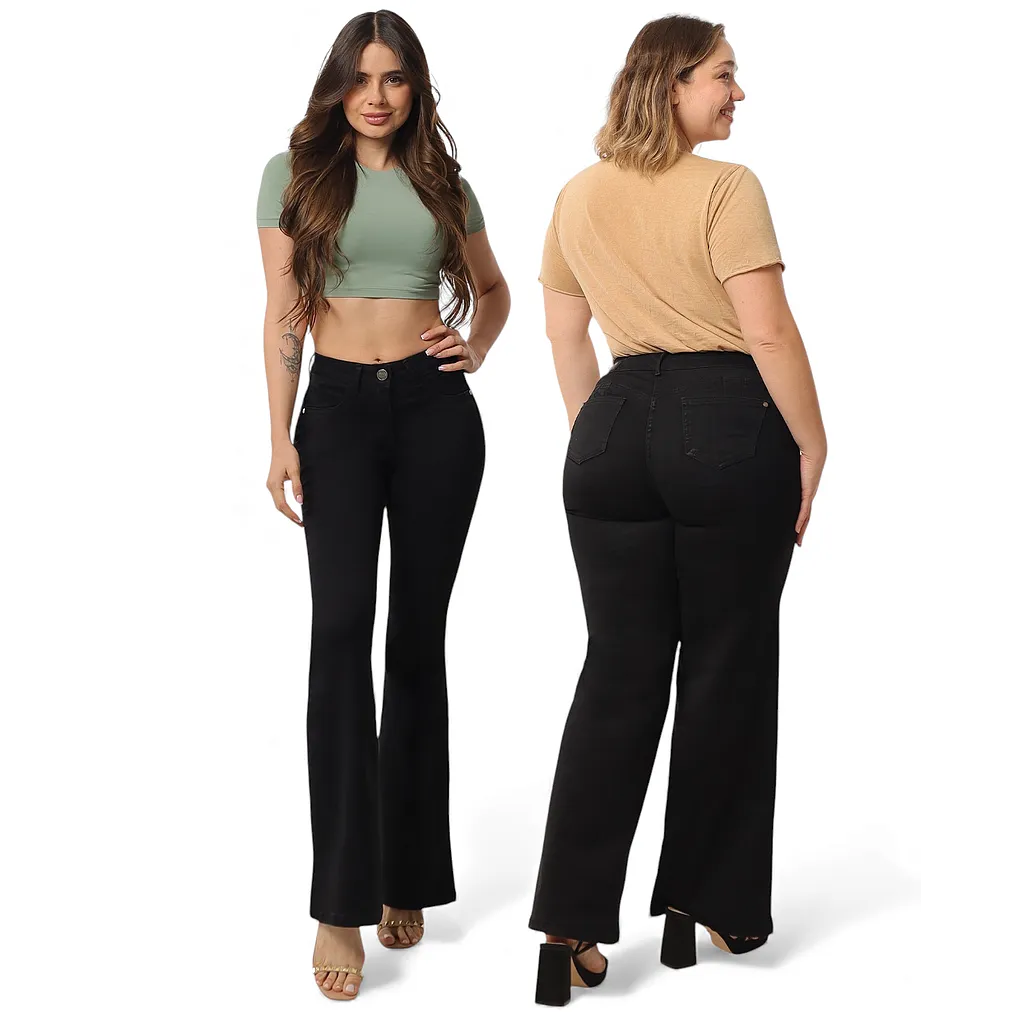 Jeans Mujer Mustang Black Strass Flare Divi