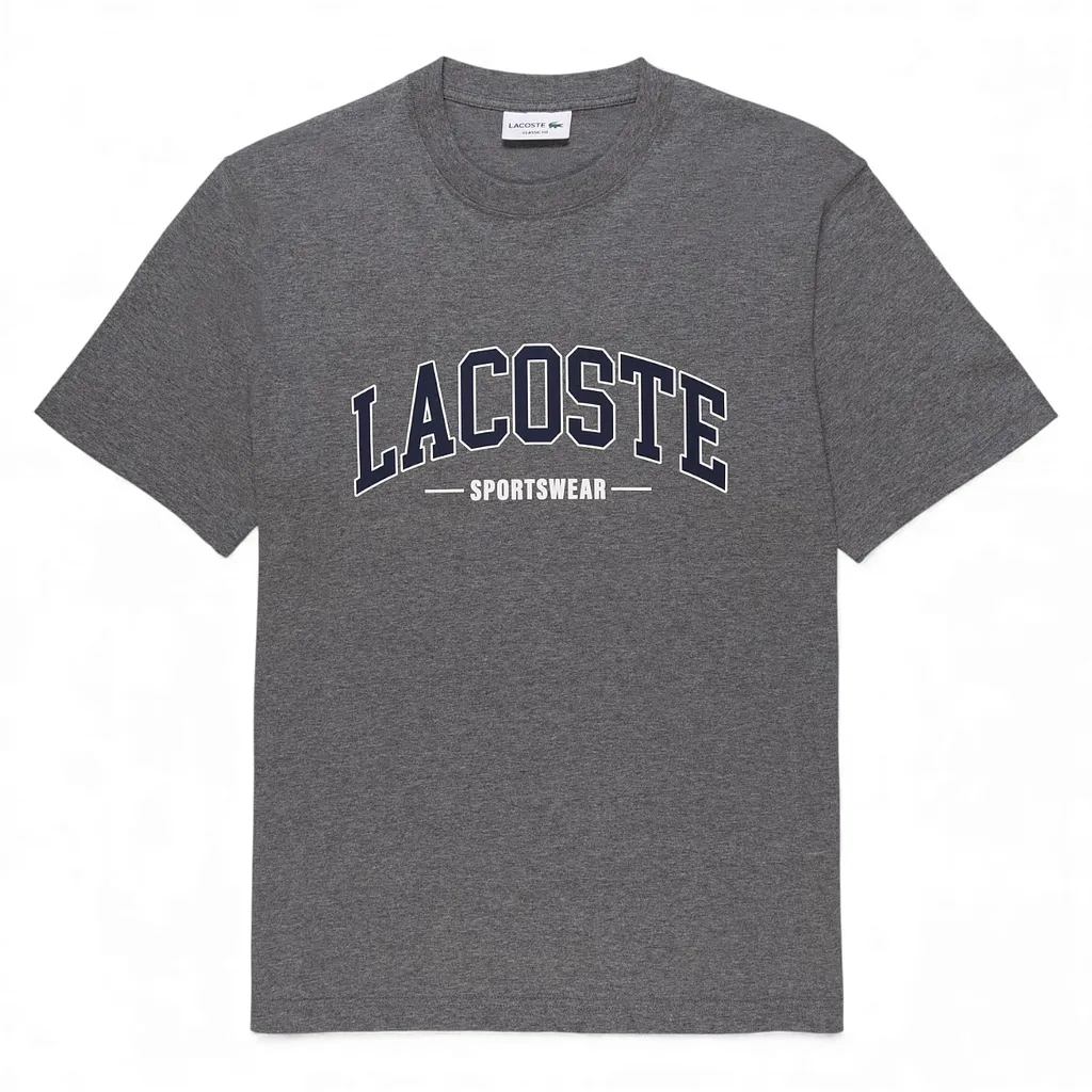Polera Hombre Manga Corta Gris Lacoste
