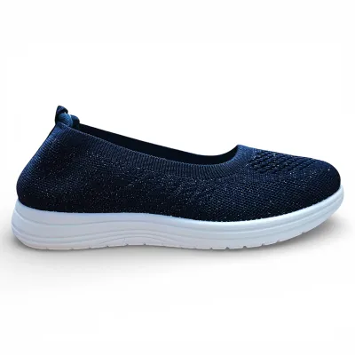 Zapatilla Mujer Mesh Navy Ecoflex Walking Confort New Walk