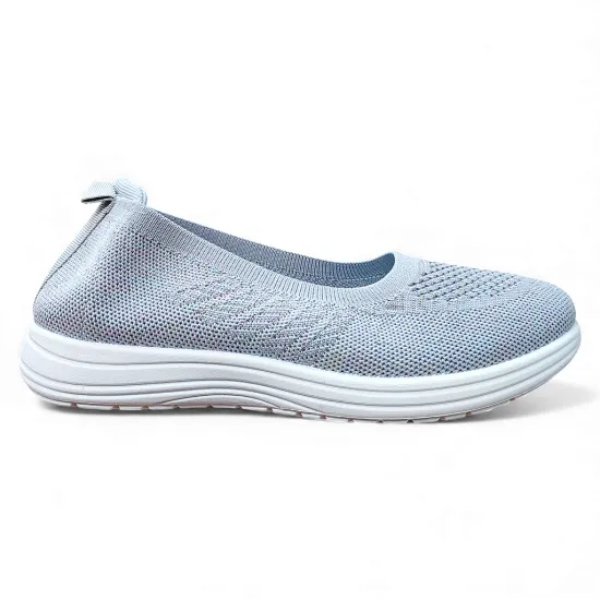 Zapatilla Mujer Mesh Gris Ecoflex Walking Confort New Walk